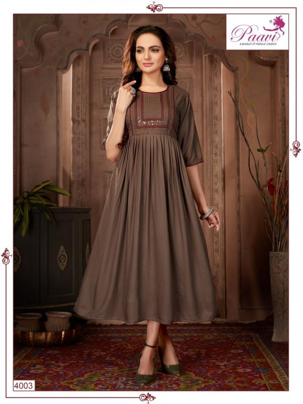 Paavi Falak 4 Fancy Wear Rayon Designer Long Kurti Collection